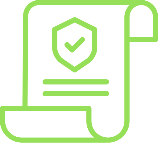 Green outline icon of a handshake with a checkmark in a circle above it. Sources